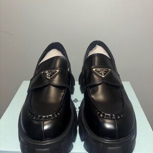 Prada Women's Black Glossy Loafers